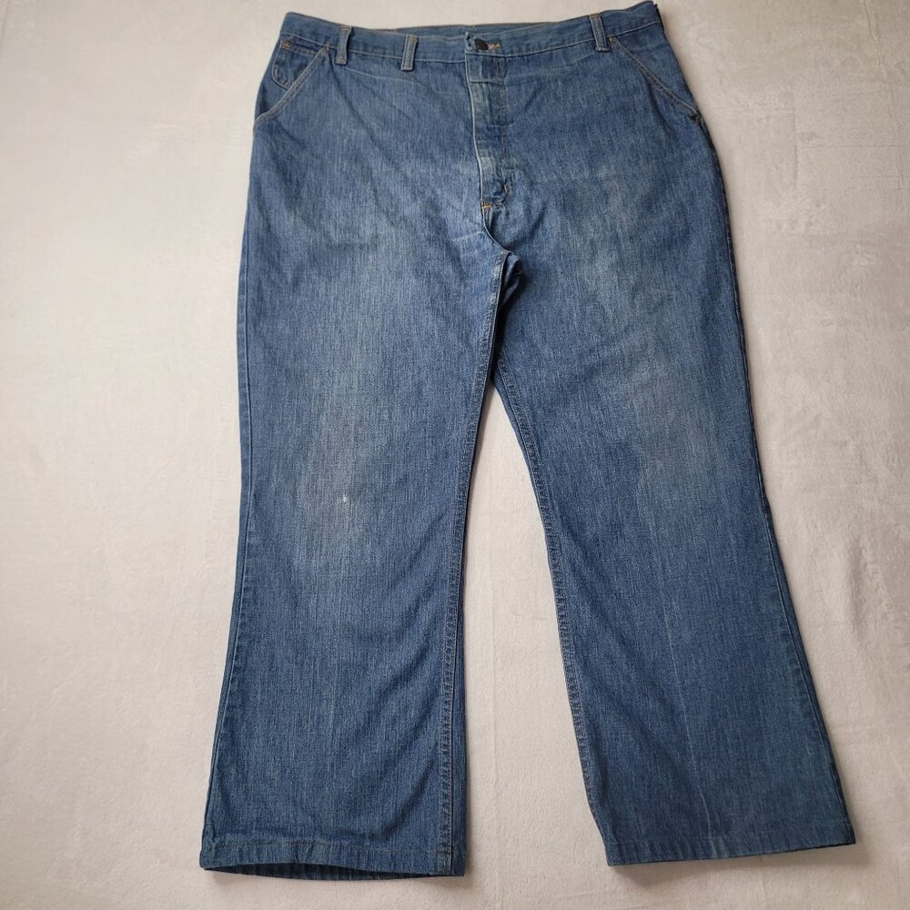 Vintage 80's Wrangler Cowboy Cut Blue Denim Jeans Size 38X27 Made in USA